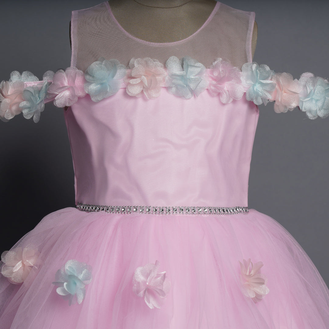 Designer Kids Frock With Flower Pattern