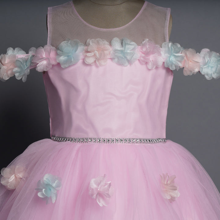 Designer Kids Frock With Flower Pattern