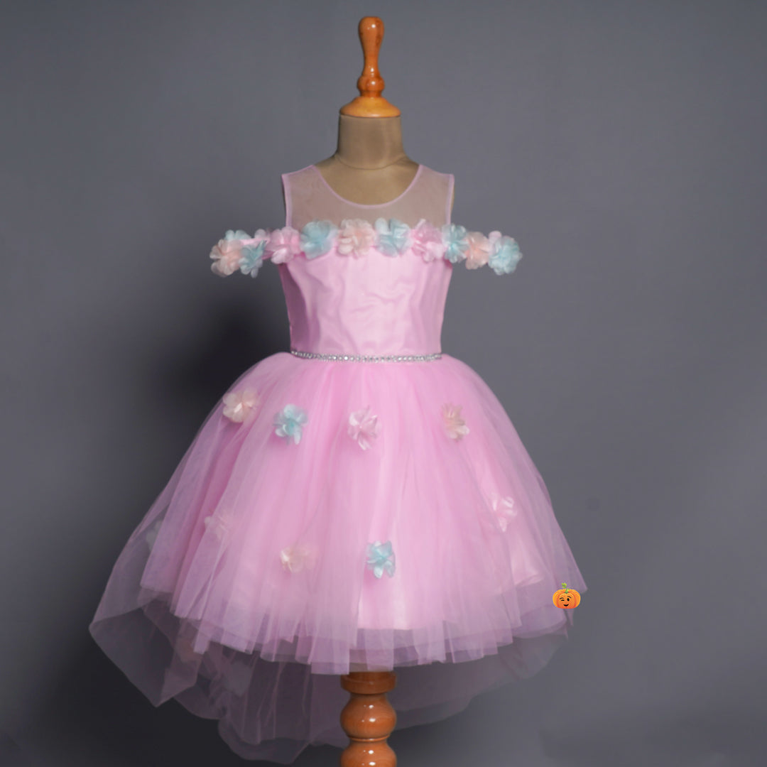 Designer Kids Frock With Flower Pattern