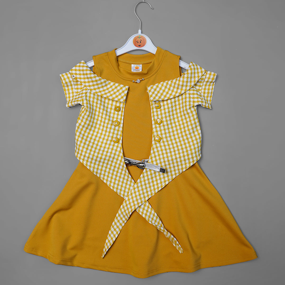 Mustard Girls Midi with Checked Top Front View