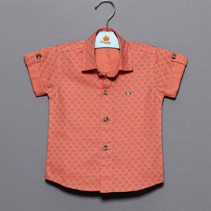Orange Half Sleeves Shirt for Boys Front View