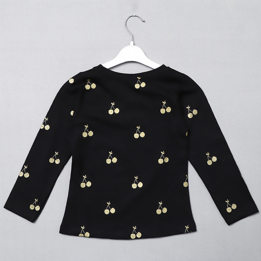 Full Sleeves Top for Girls with Cherry Patterns Back View