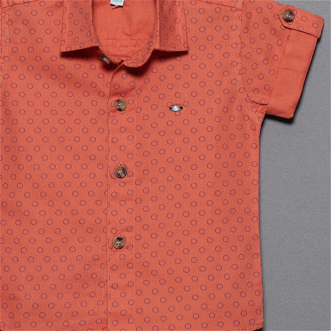 Orange Half Sleeves Shirt for Boys Close Up View