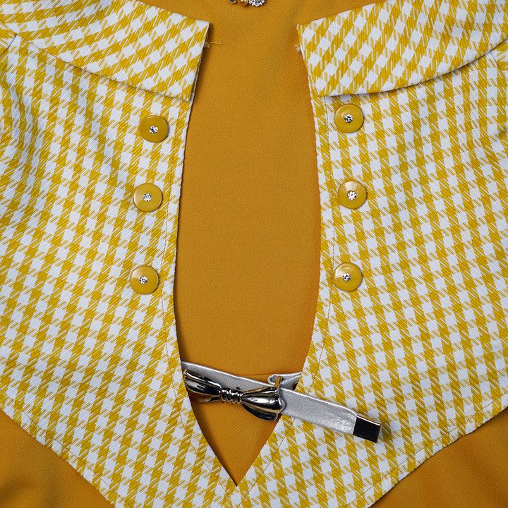 Mustard Girls Midi with Checked Top Close Up View