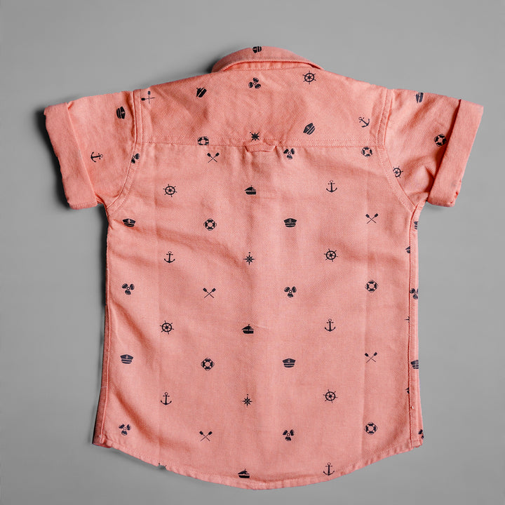 Peach Solid Print Shirt for Boys Back View
