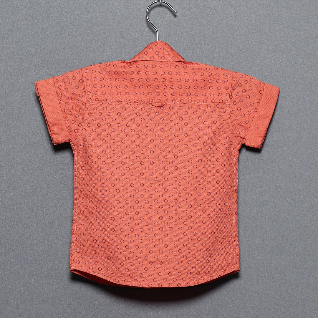 Orange Half Sleeves Shirt for Boys Back View