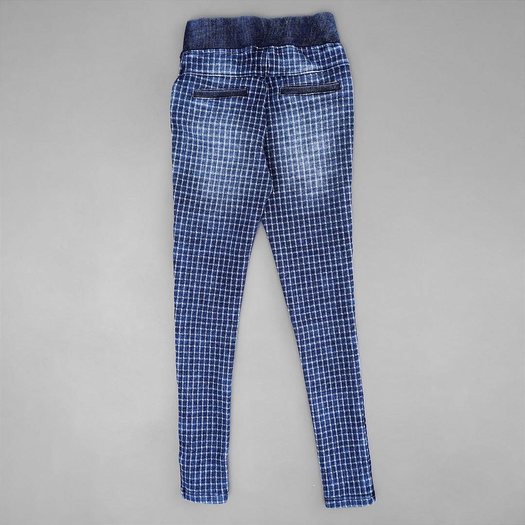 Jeans for Girls and Kids with Check Pattern Back View