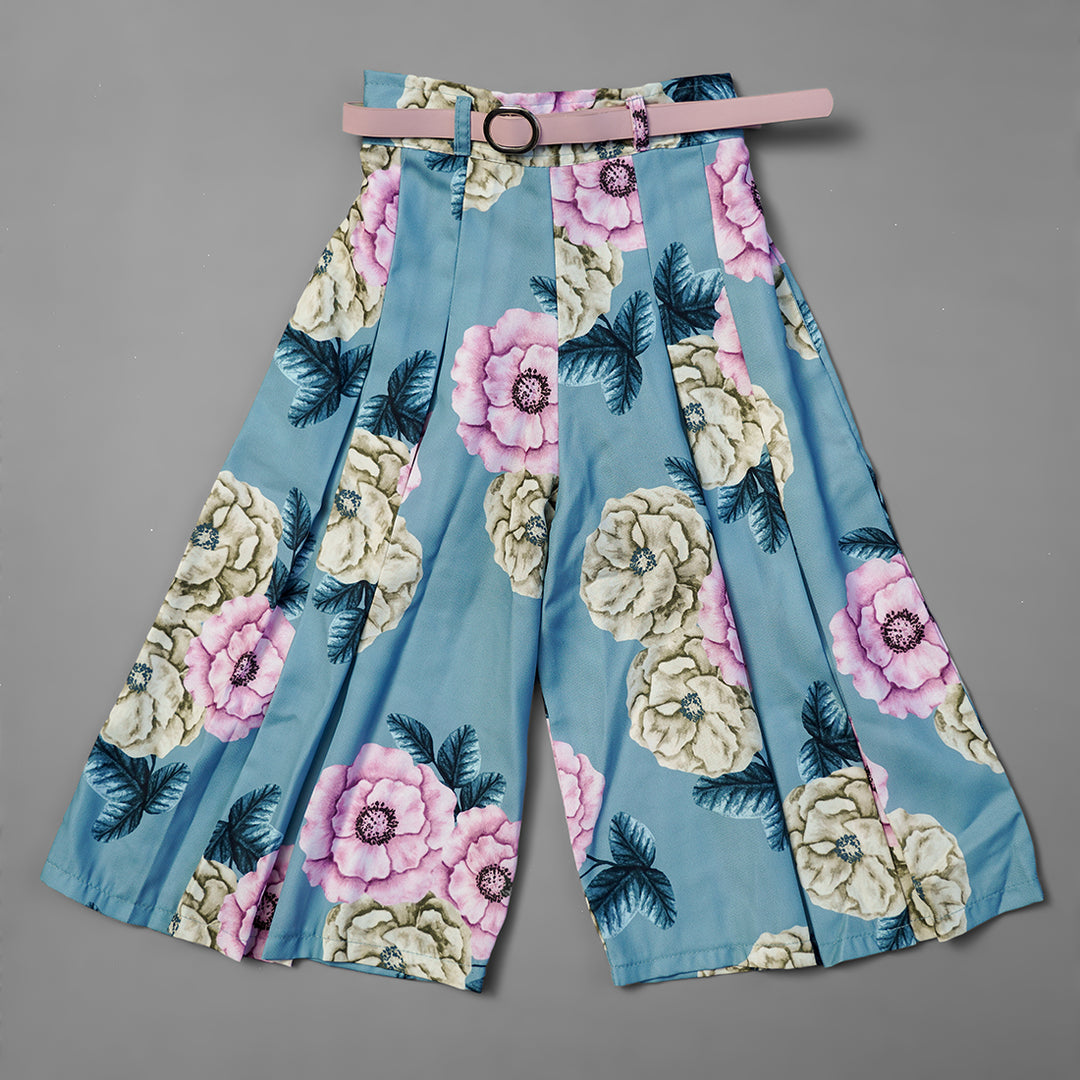 ELEGANT FLORA &  STRIP PRINTED FULL SLEEVE PLZAO WESTERN SET GS201757Blue