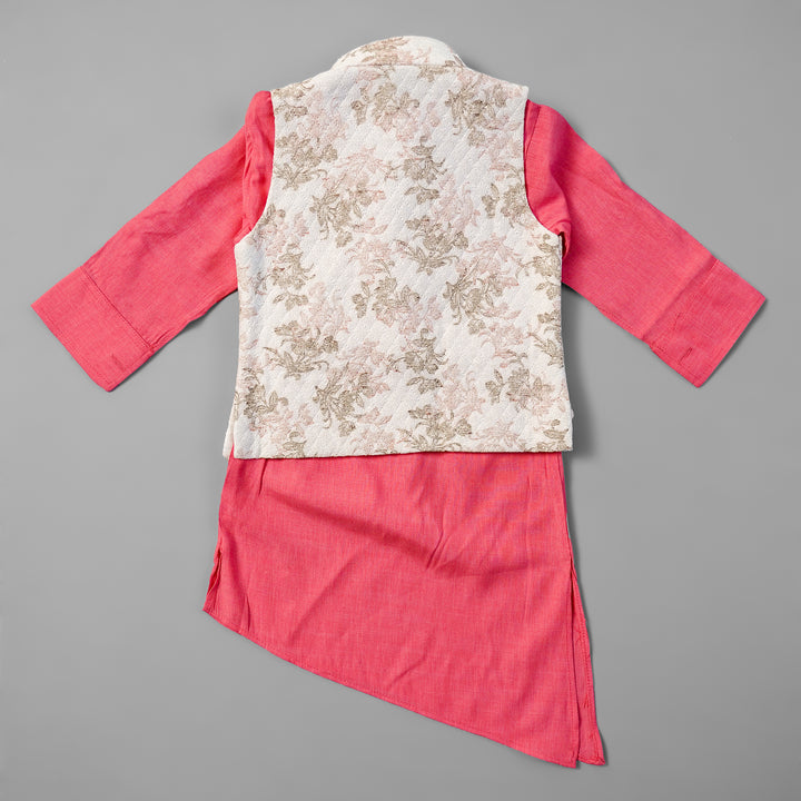 Kids Kurta Pajama in Dhoti Style with Jacket Back View