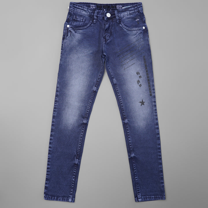 Blue & Grey Sheded Boys Jeans Front 