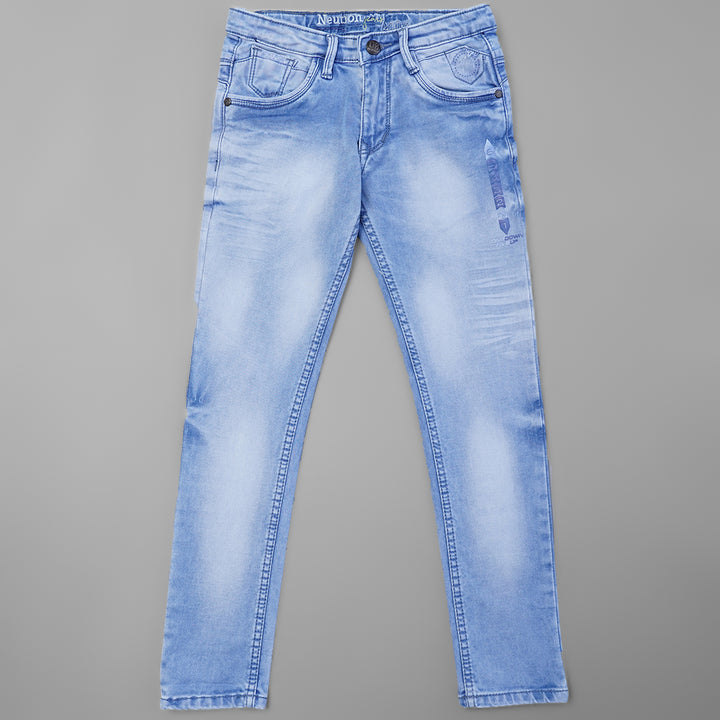 Sky Blue Straight Fit Jeans for Boys Front