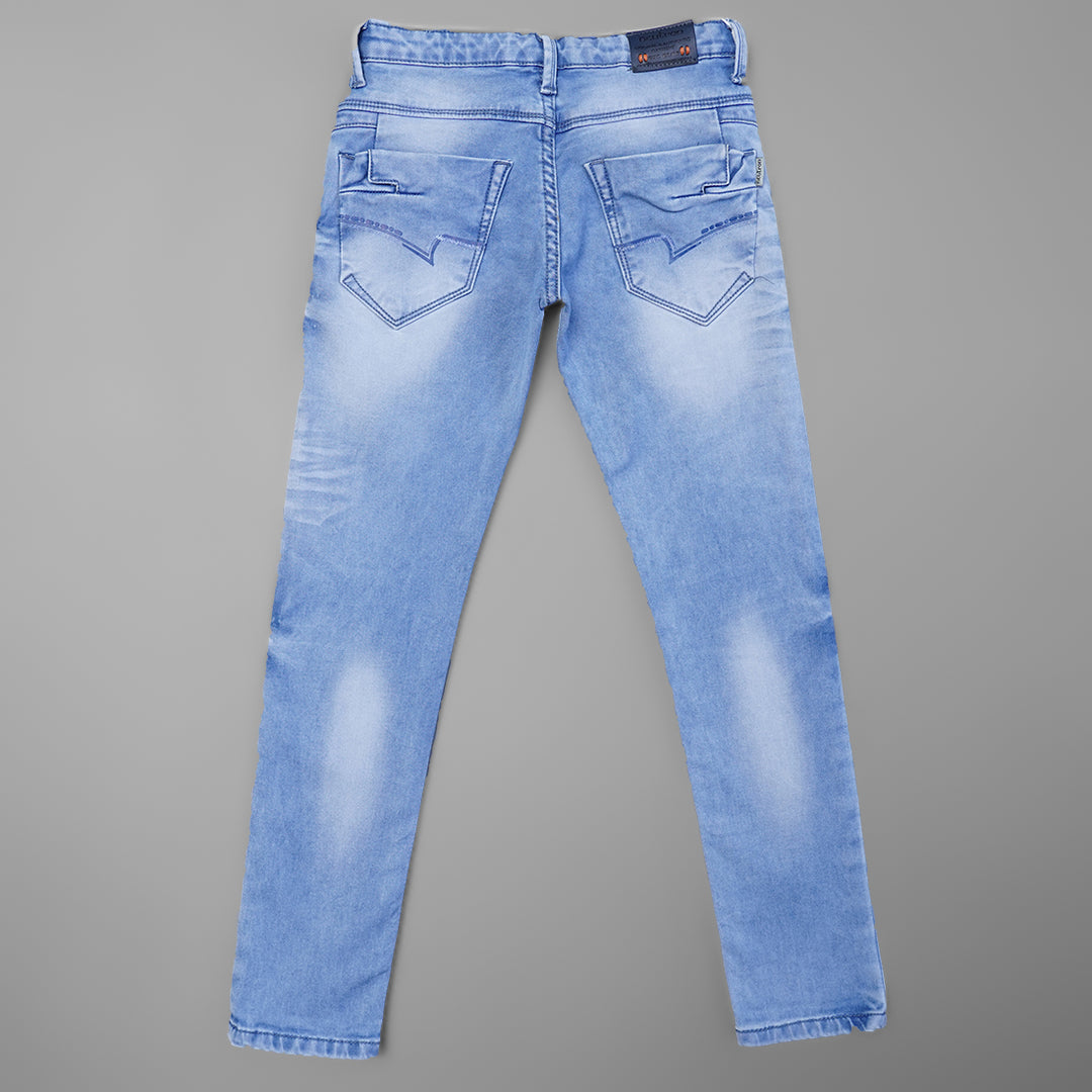 Sky Blue Straight Fit Jeans for Boys Back 