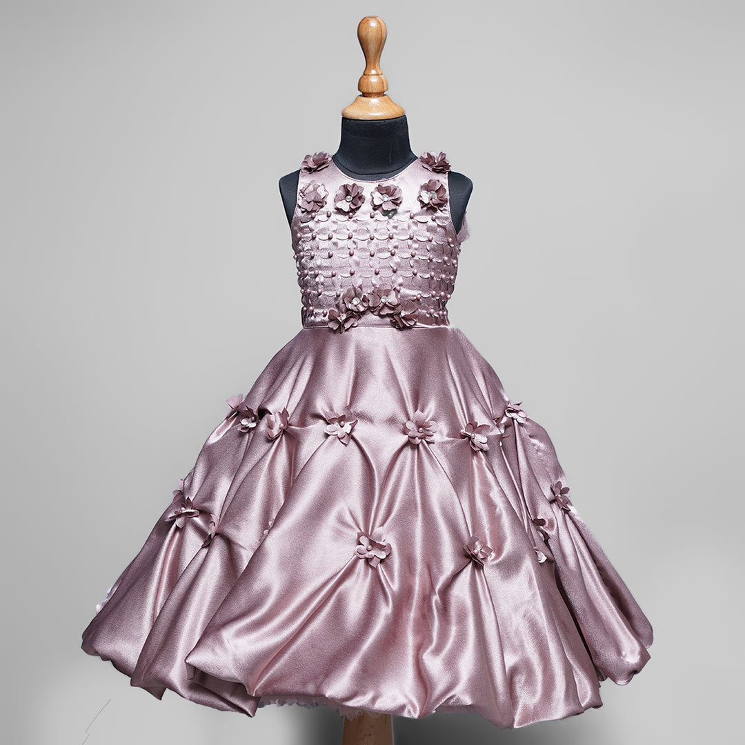 Floral Pearl Party Gown for Girls Front View
