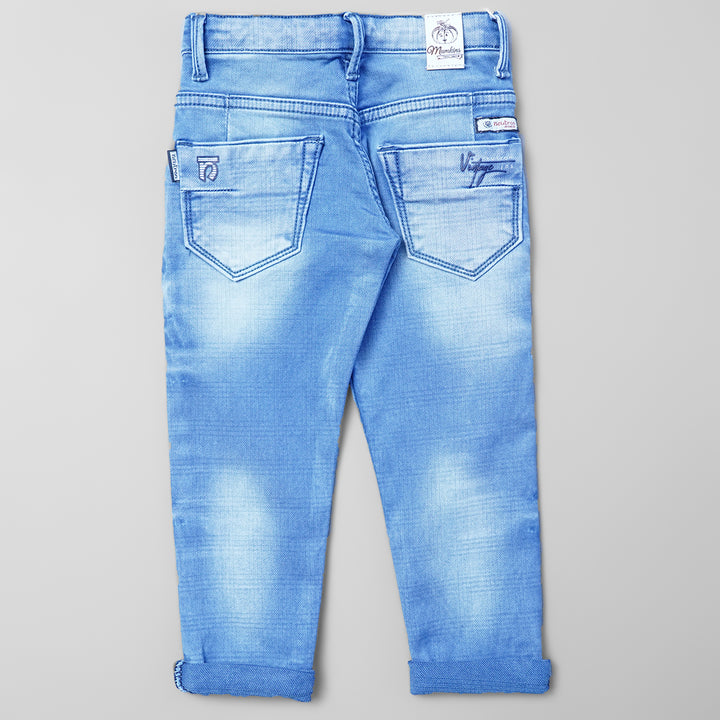 Blue Sheded Jeans for Boys Back 