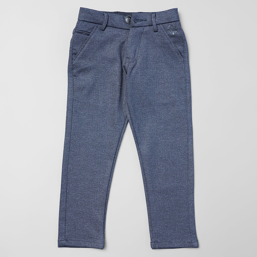Dark Grey Solid Fix Waist Boys Jeans  Front 