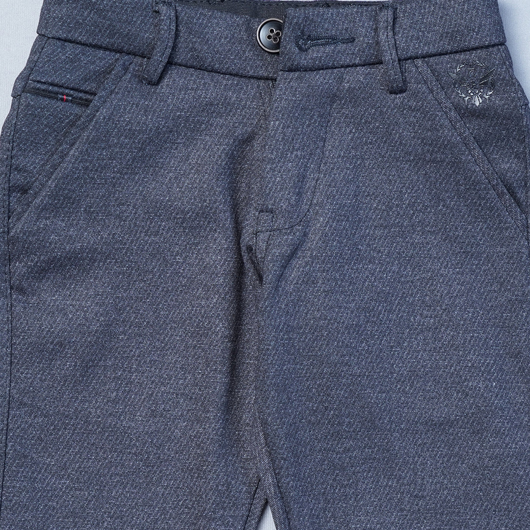 Dark Grey Solid Fix Waist Boys Jeans Close Up 
