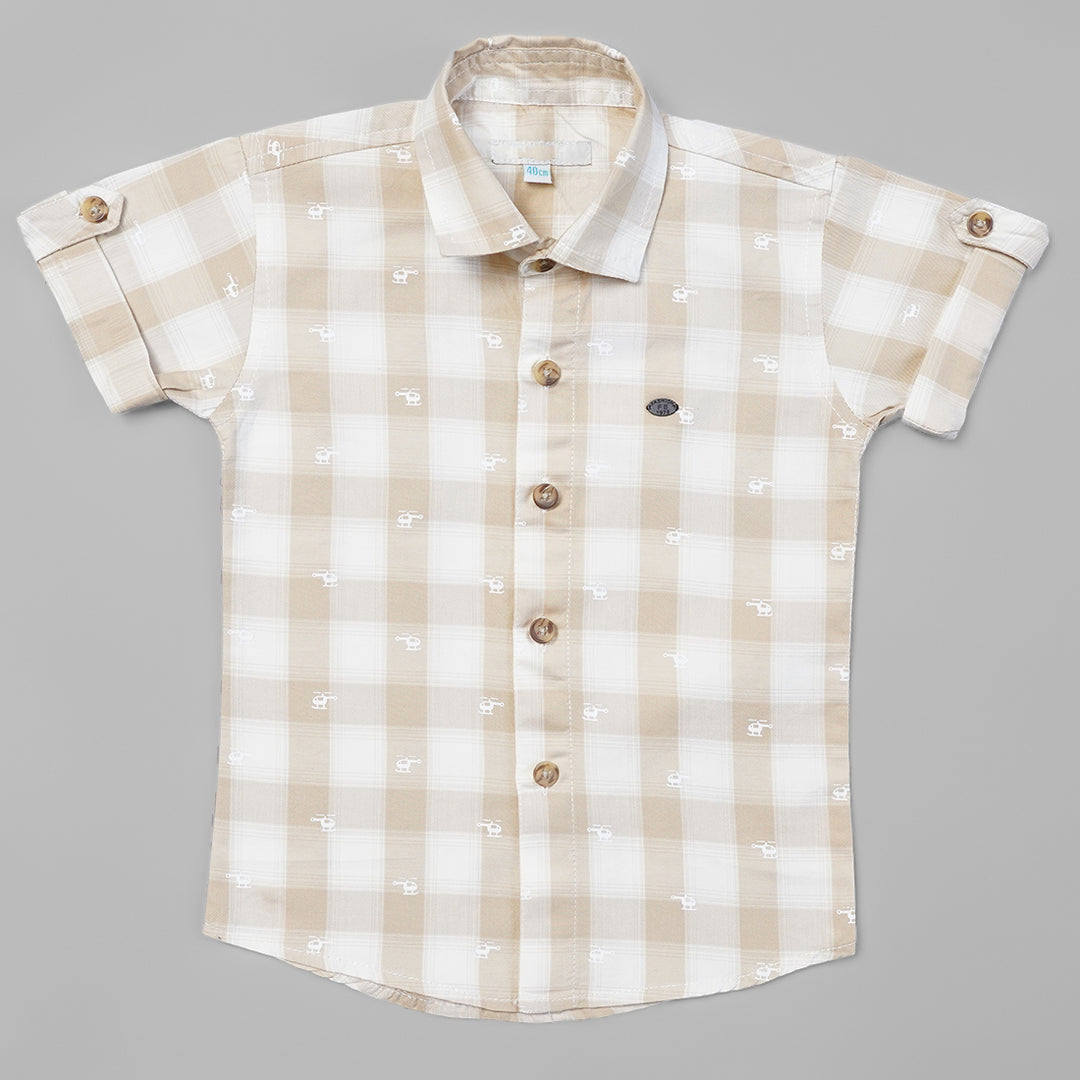 Elegant Casual Wear Checked Shirts For Boys Front View