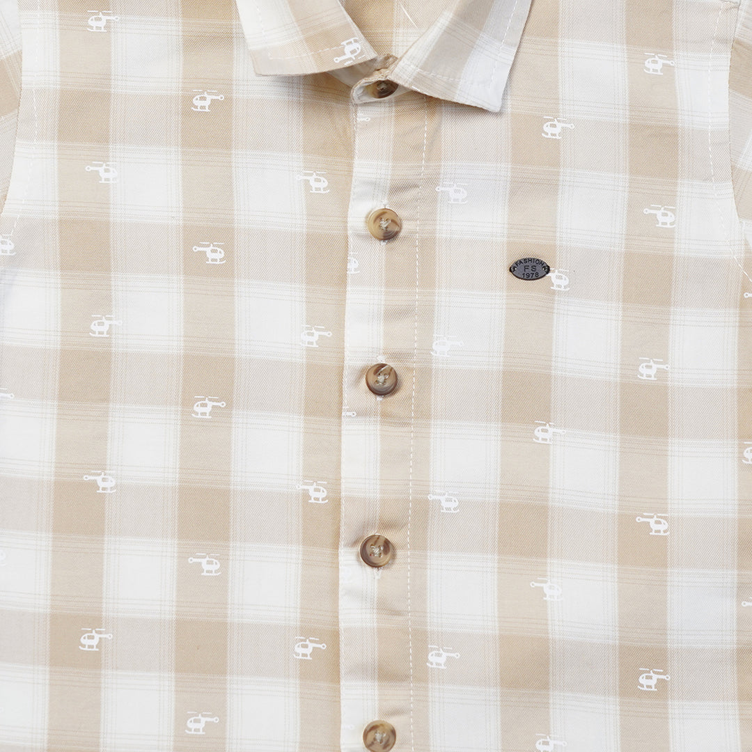 Elegant Casual Wear Checked Shirts For Boys Close Up View