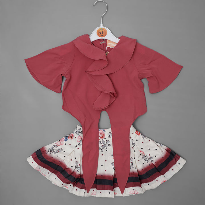 FESTIVE FLORA PRINT & FRILL SKIRT TOP WESTERN SET GS208744Onion