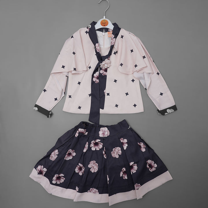 DECENT DOT & FLOWER PRINT FULL SLEEVE WESTERN SET GS201169Peach