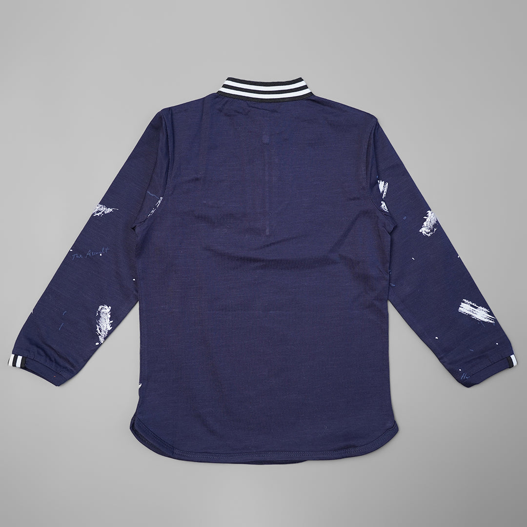 Navy Blue Collar T-shirts for Boys Back view