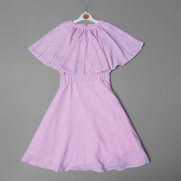Frill Layer Kids Frock in Pink and Yellow Front View