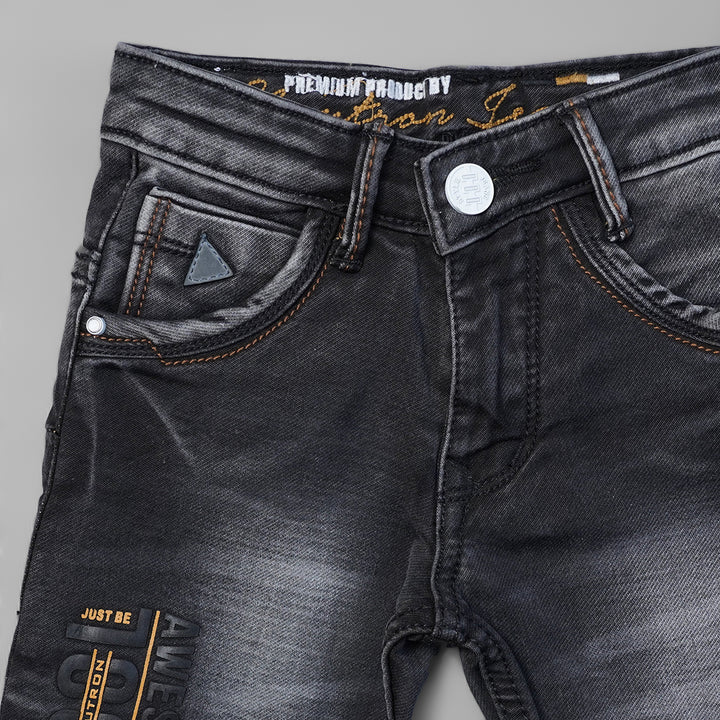 Jeans for Boys with Sheded Design Close Up View