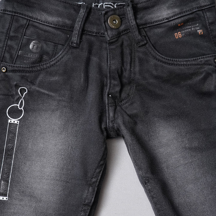Stylish Shaded Slim Fit Boys Denim Jeans BL065303Black