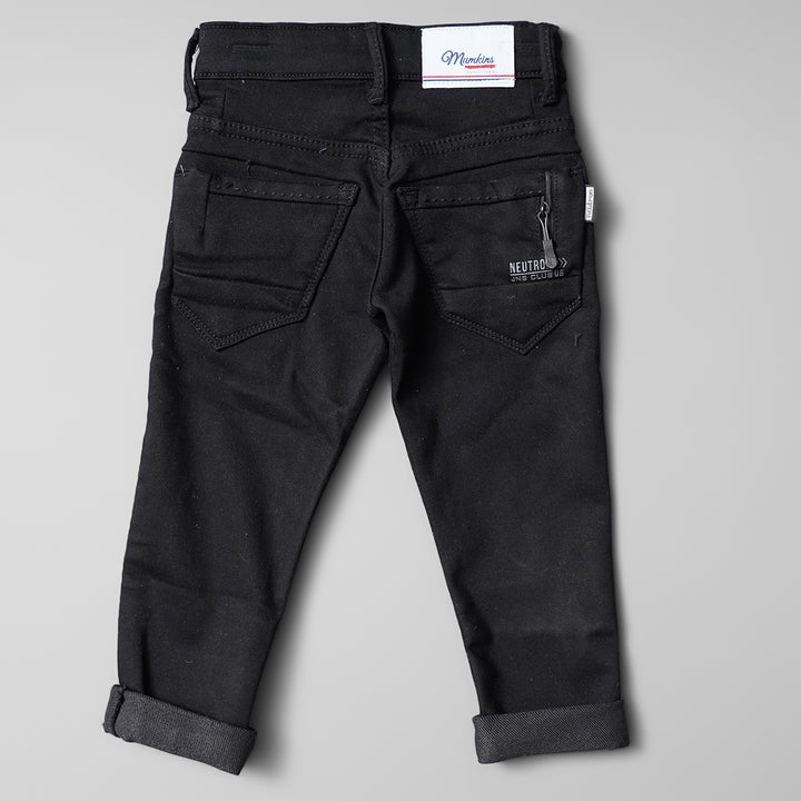 Black Solid Jeans for Boys Back View