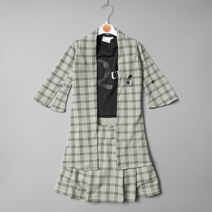 DECENT CHECK PRINTED FULL SLEEVE FROCK TOP GS20927Green