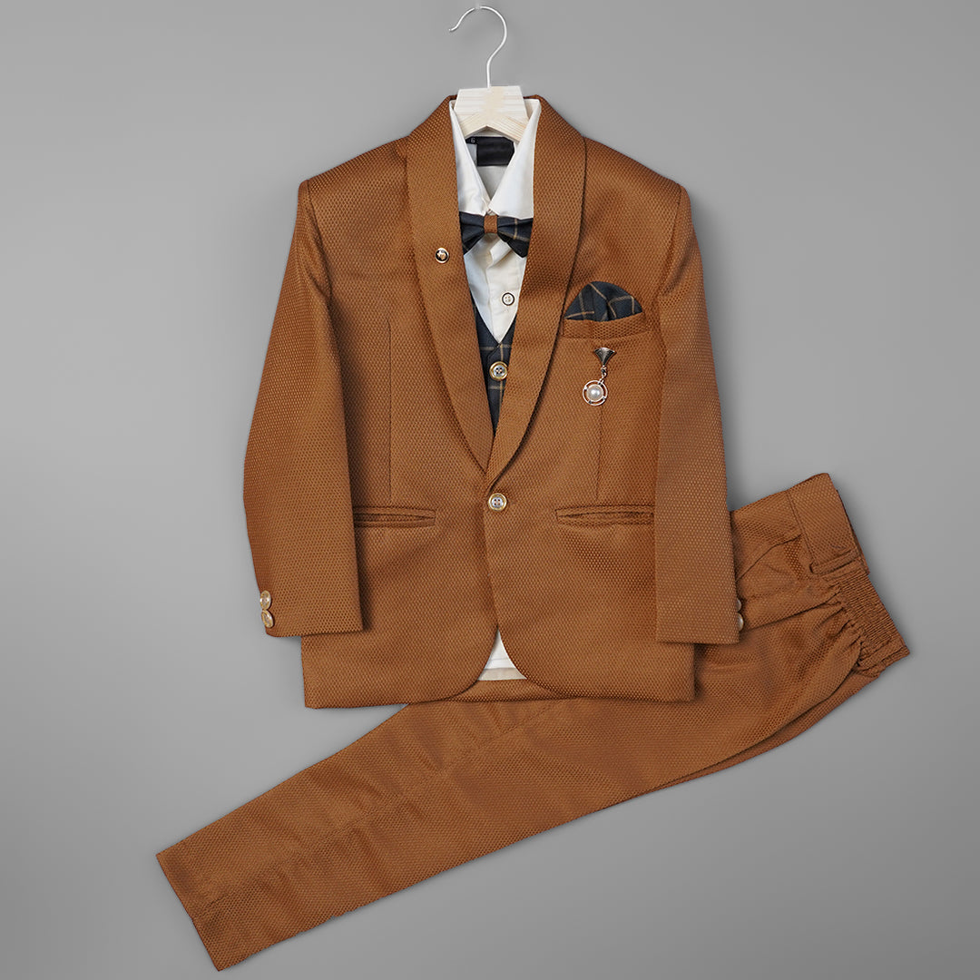 Brown & Green Tuxedo for Boys Front View