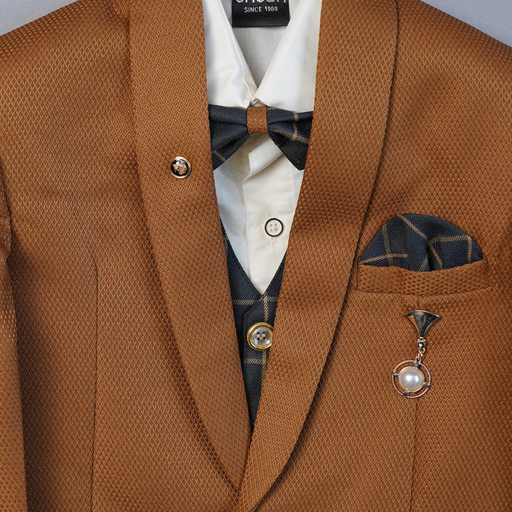 Brown & Green Tuxedo for Boys  Close Up View