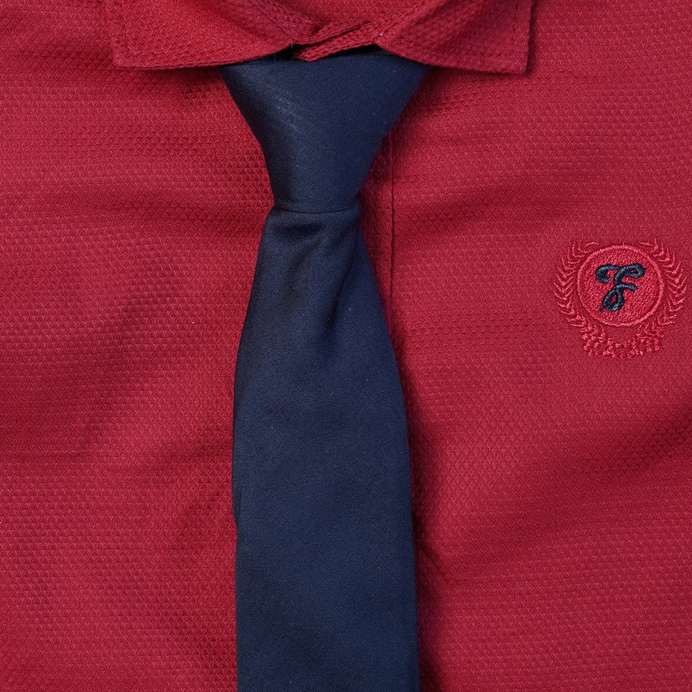 Solid Slim Fit Plain Full Sleeve Shirt for Boys Close Up View