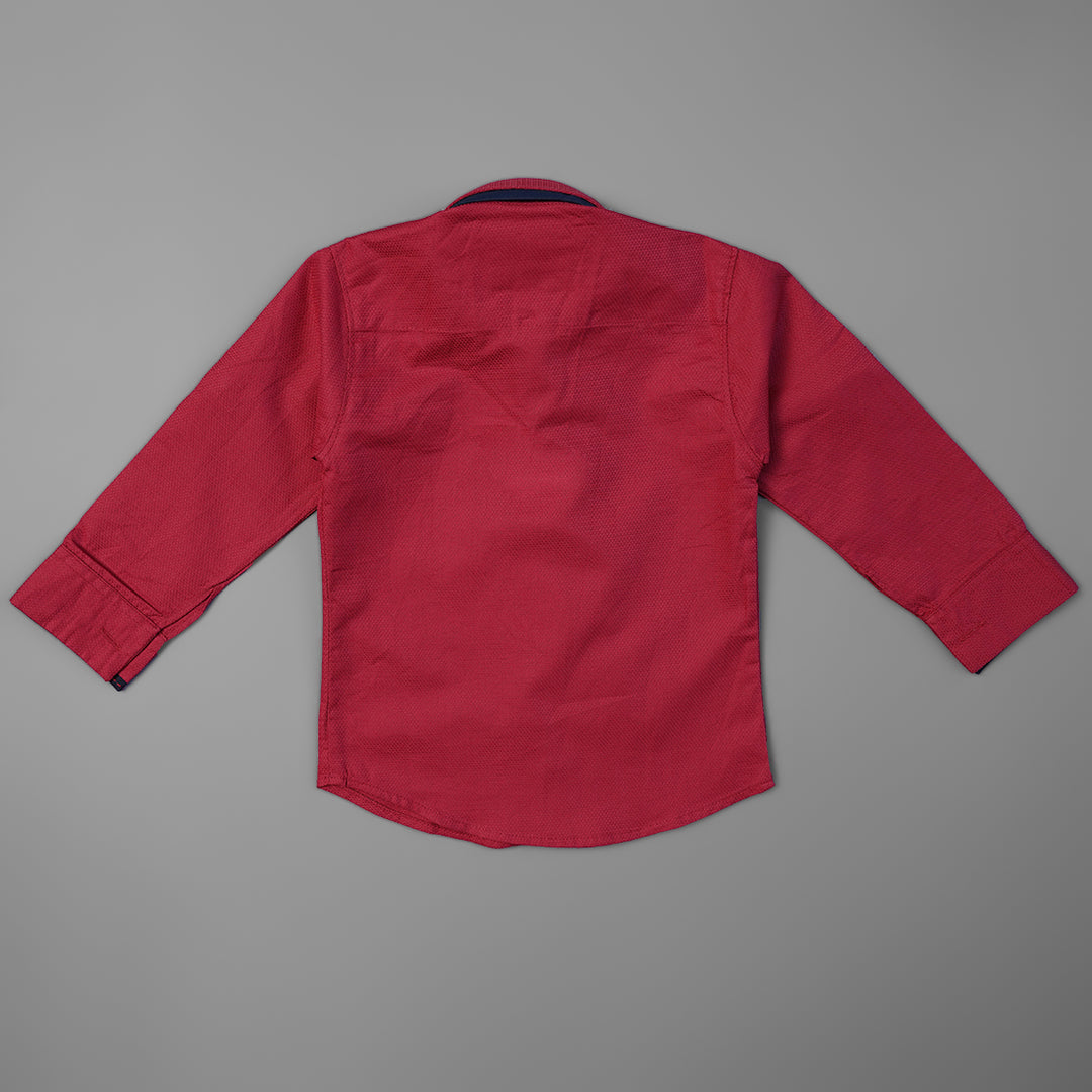 Solid Slim Fit Plain Full Sleeve Shirt for Boys Back View