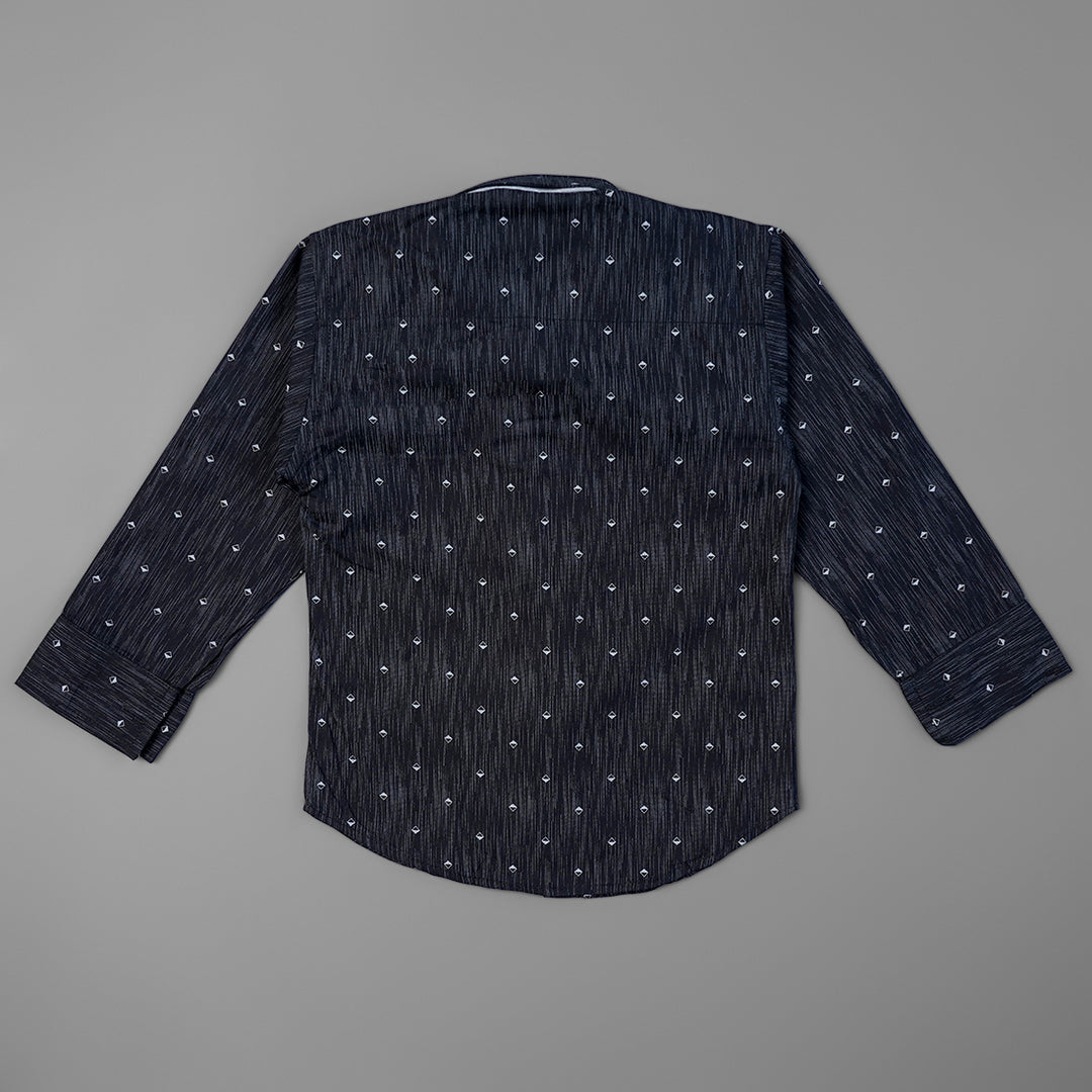 Solid Dot Print Full Sleeve Shirt for Boys Back View