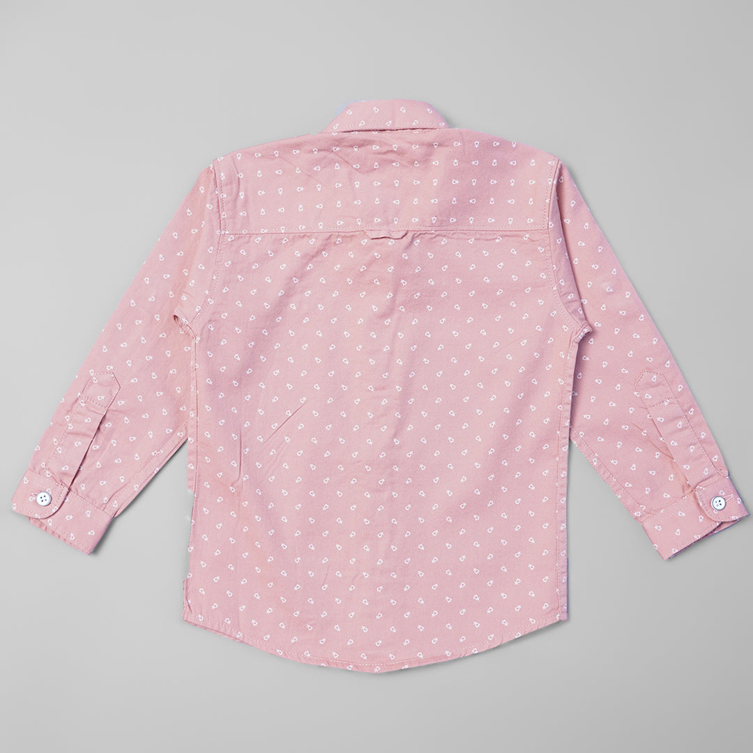 Pink Peach Printed Shirt for Boys Back View