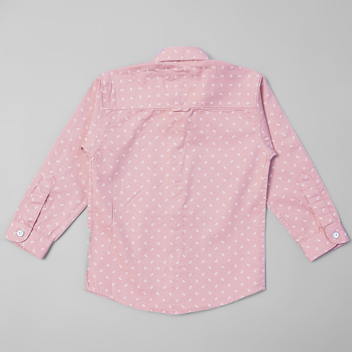 Pink Peach Printed Shirt for Boys Back View