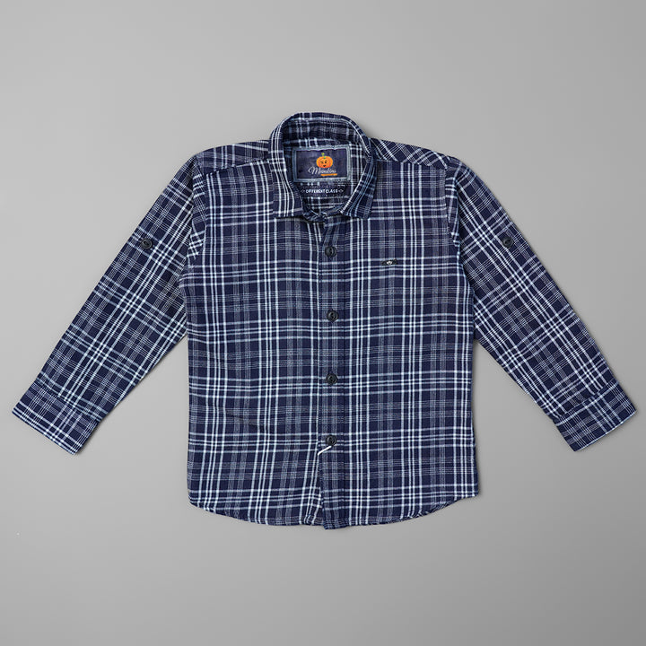 Blue Checked Shirts for Boys Front View
