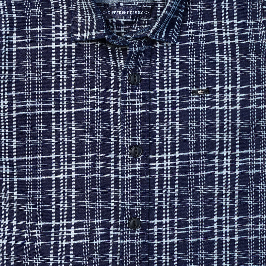 Blue Checked Shirts for Boys Close Up View