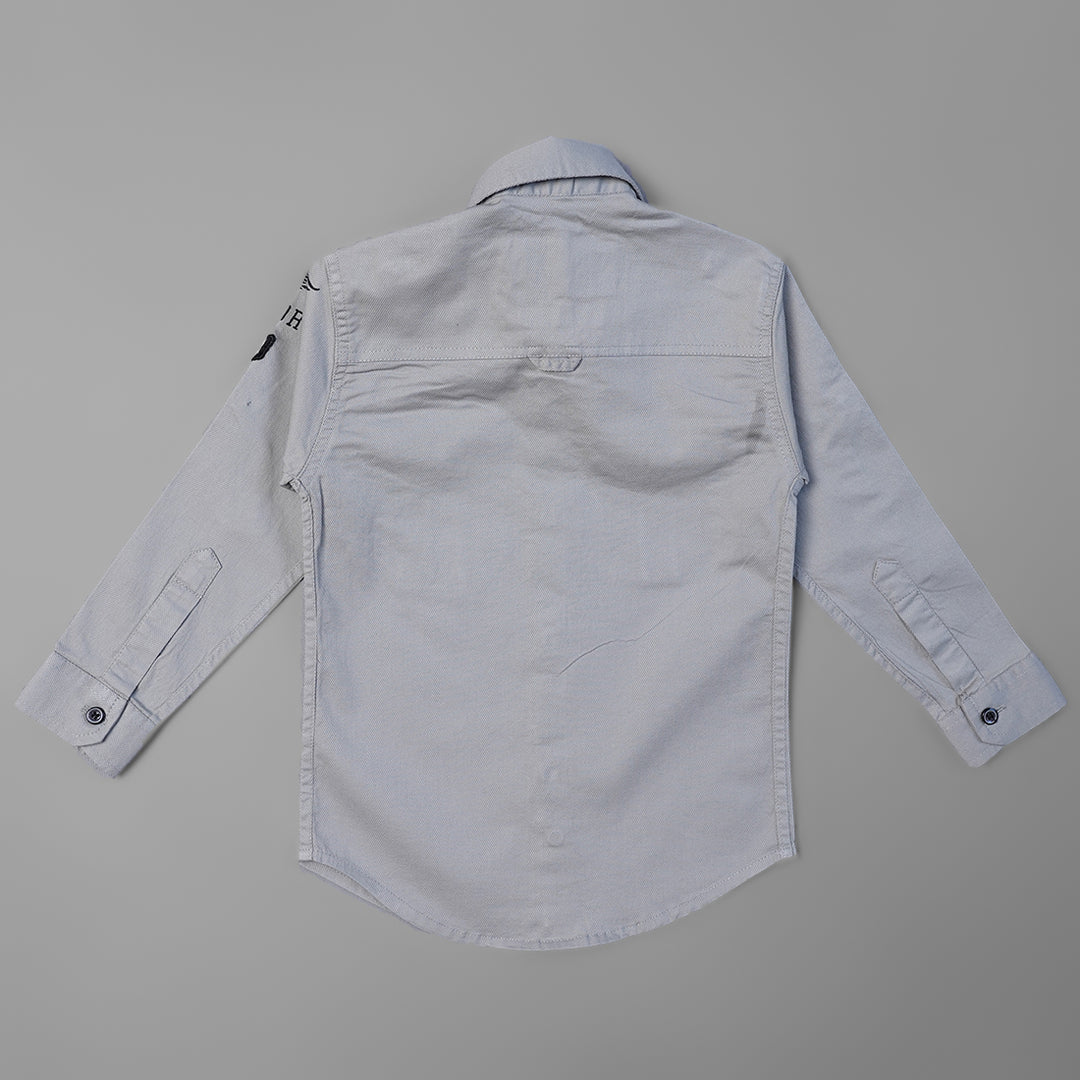 Solid Plain Full Sleeve Shirts for Boys Back View