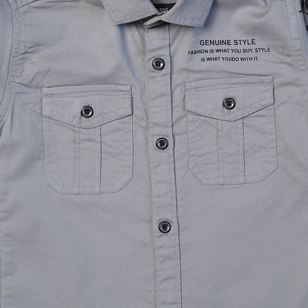 Solid Plain Full Sleeve Shirts for Boys Close Up View