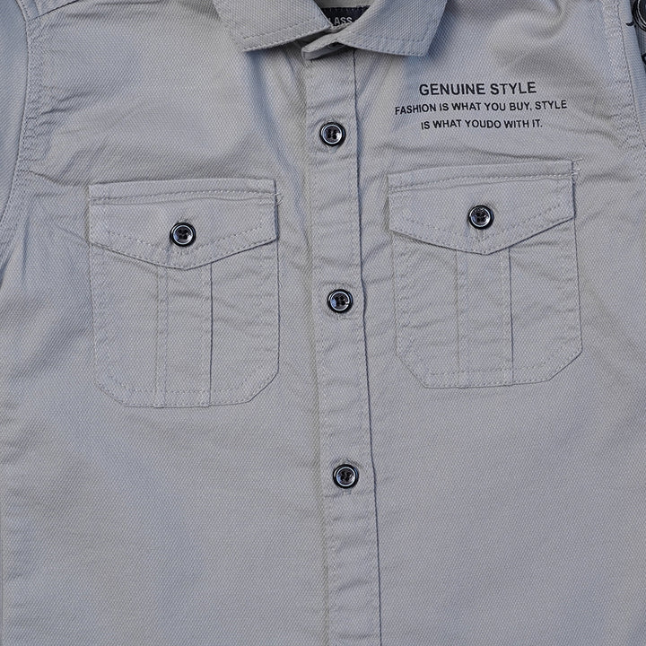 Solid Plain Full Sleeve Shirts for Boys Close Up View