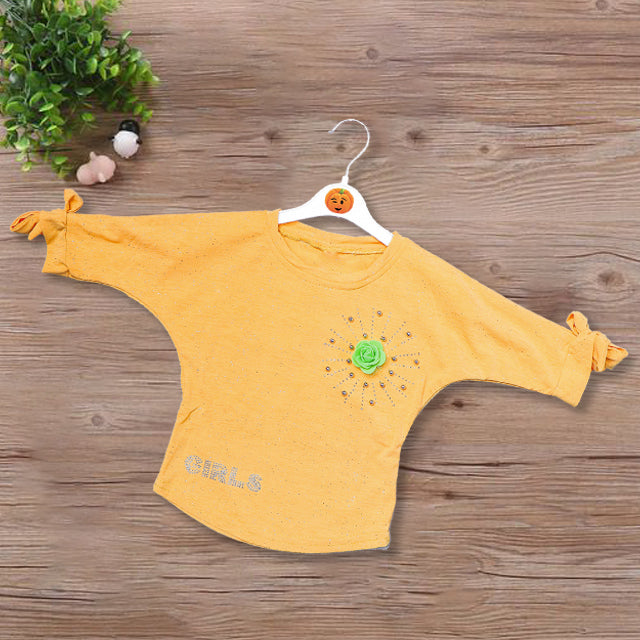 Top for Girls with Knotted Sleeves Front View