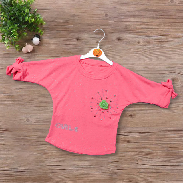 Top for Girls with Knotted Sleeves Front View
