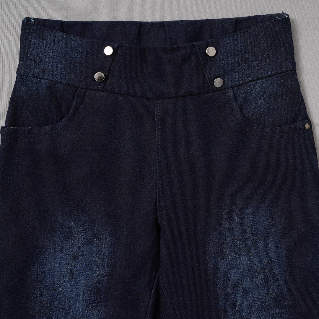 Navy Blue Jeggings for Girls Close Up View
