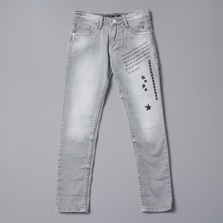 Blue & Grey Sheded Boys Jeans Front 