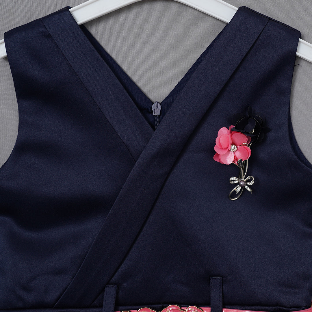 Royal Blue Party Wear Girls Midi Close Up View