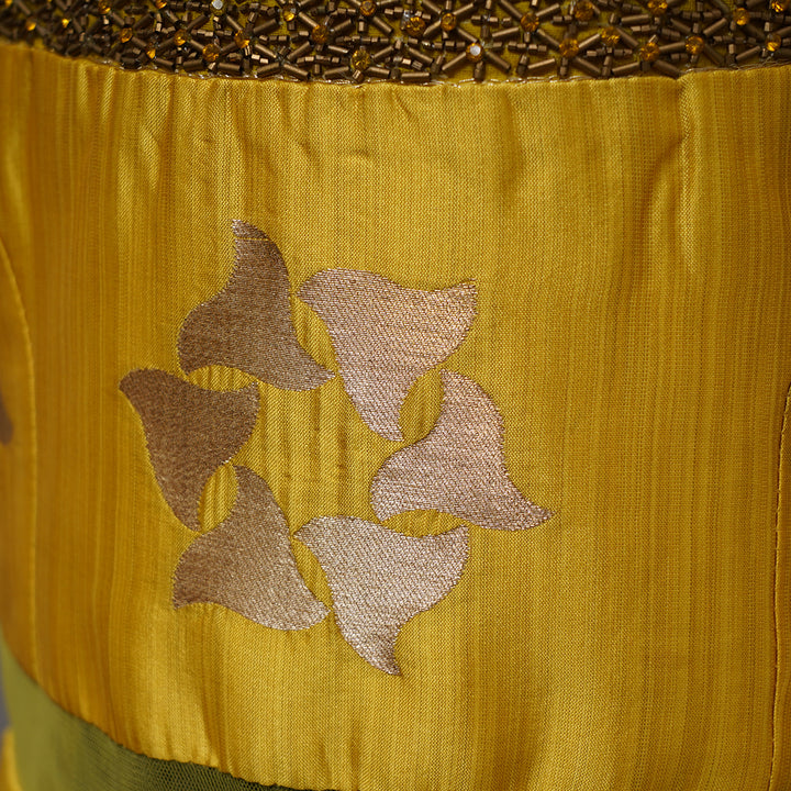Golden Color Party Wear Gown for Kids Close Up View
