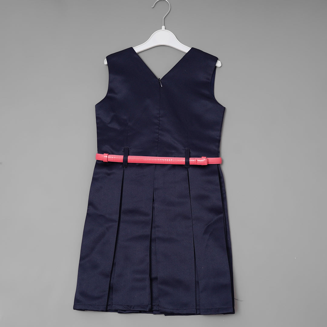 Royal Blue Party Wear Girls Midi with Zipper Back View 