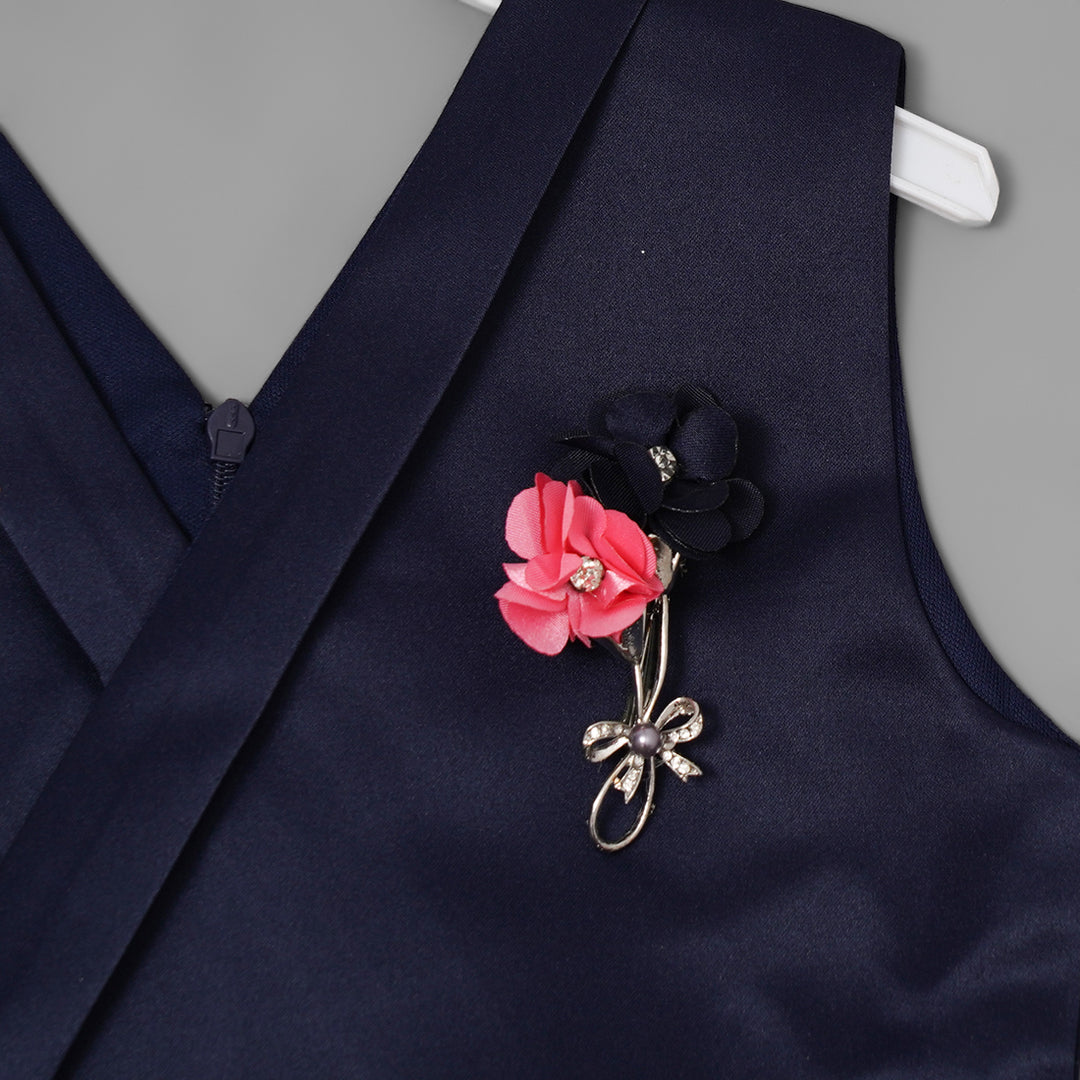 Royal Blue Party Wear Girls Midi Close Up View